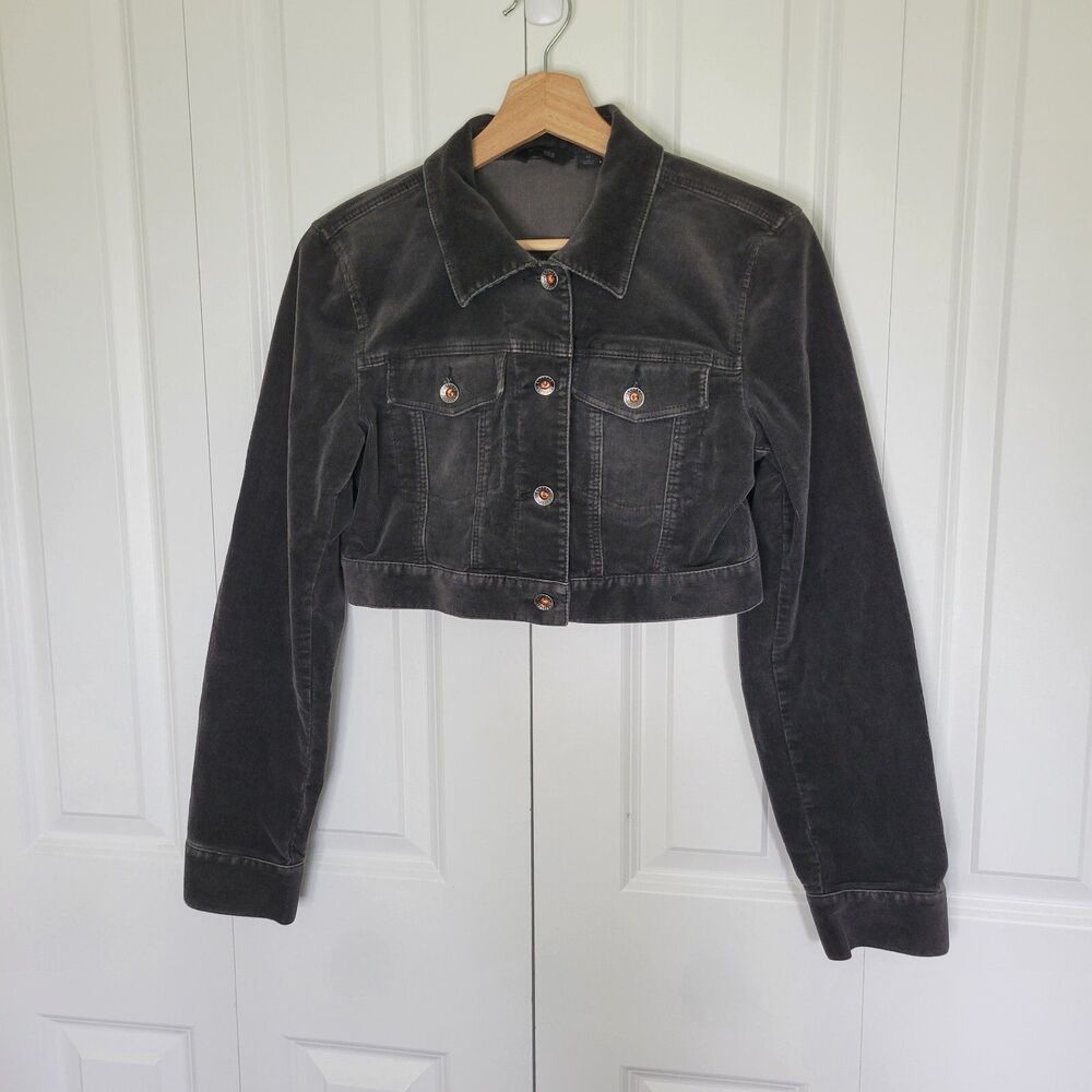 Express Dark Gray Cropped Corduroy Jacket Size Medium